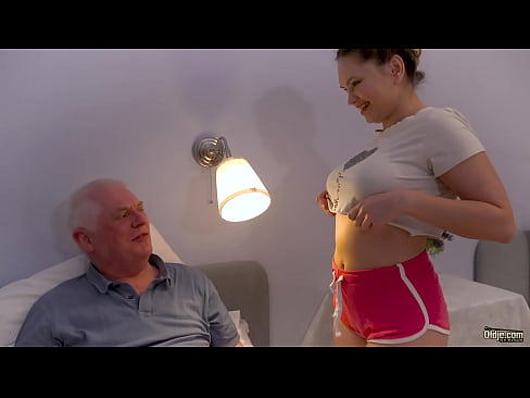 Beautiful Irina Cage rides two old cock and takes a nice cumshot in her mouth